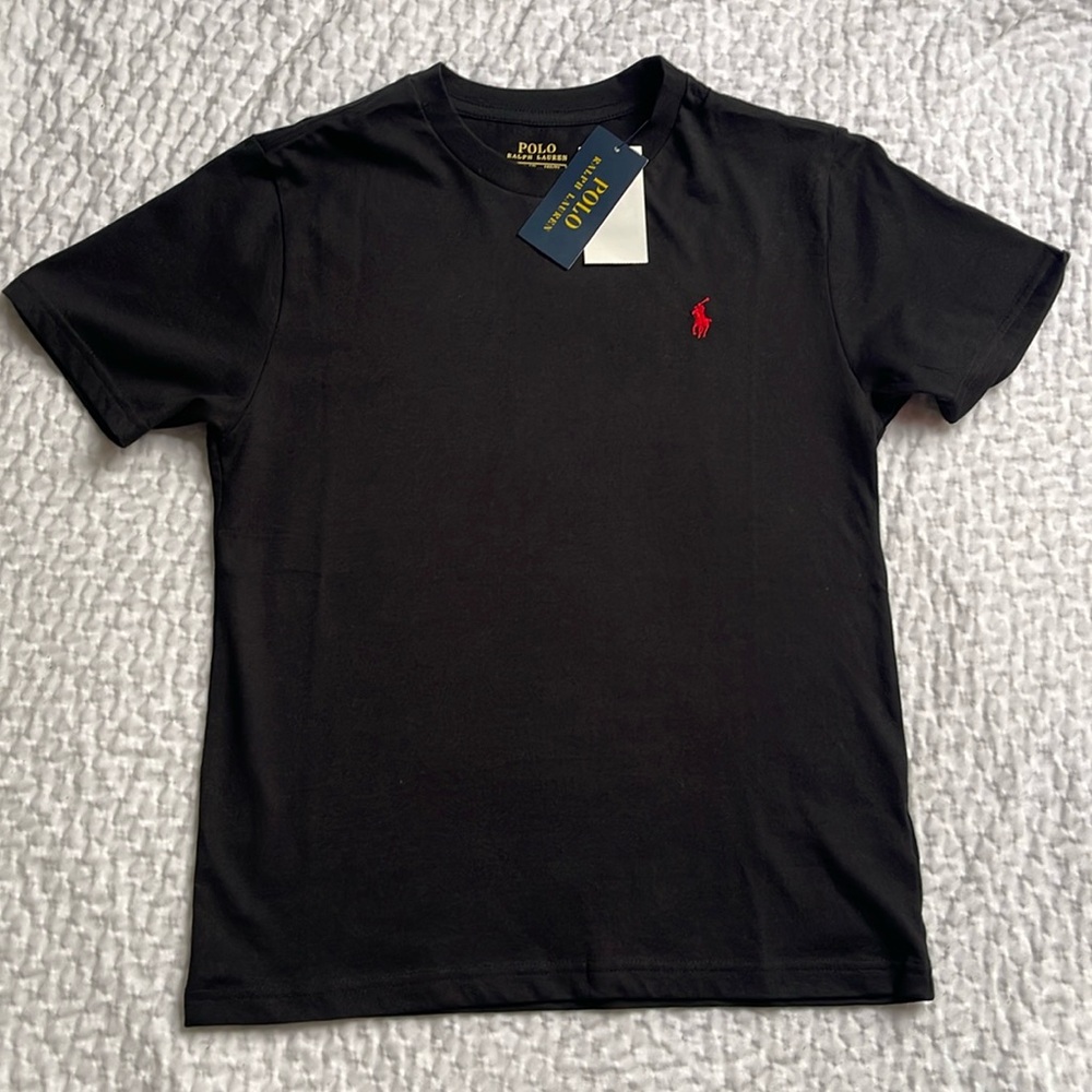 Black polo tee , size M (10-12)